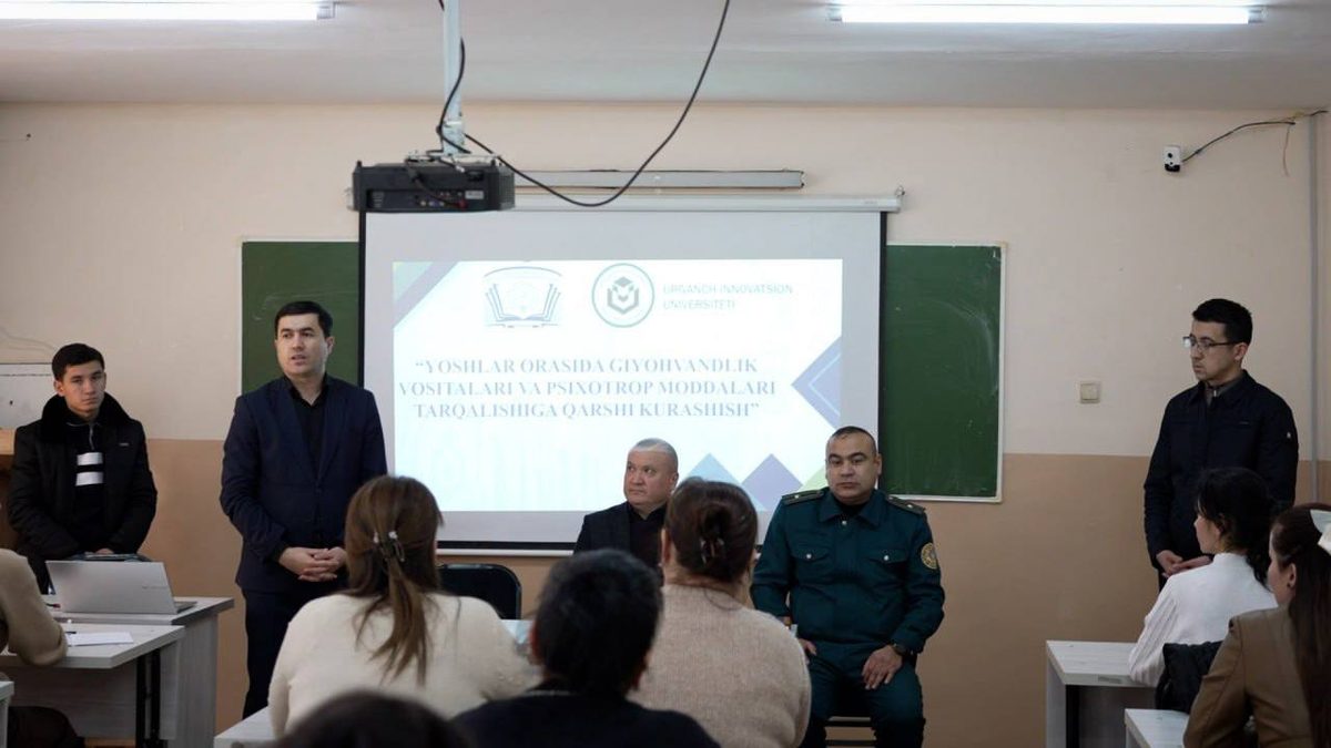 Urganch innovatsion universitetida “Yoshlar orasida giyohvandlik va psixotrop moddalarning tarqalishiga qarshi kurashish” oyligi doirasida sirtqi ta’lim shaklida tahsil olayotgan talabalar uchun davra